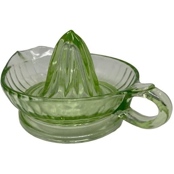 30s Juicer Citrus Reamer UV Reactive Vaseline Uranium Depression Era Glass - Picture 8 of 13